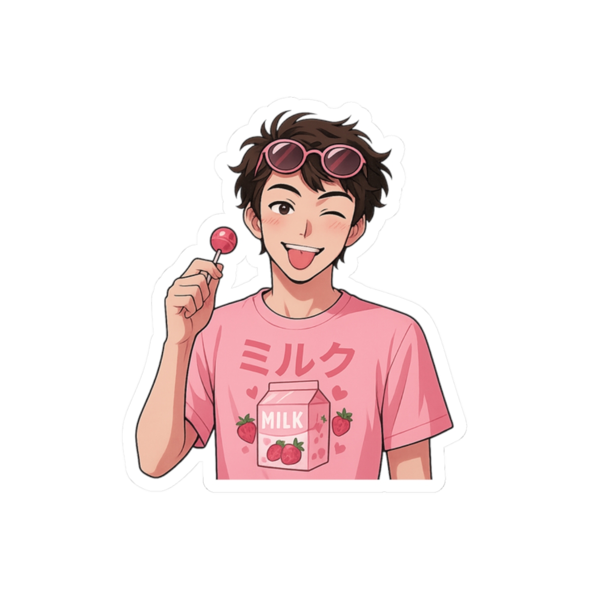 Strawberry Milk GeorgeNotFound Cute Vinyl Sticker - alternate angle 3, merchandise